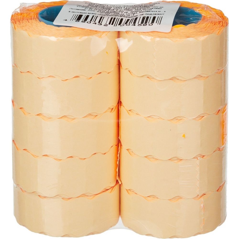 Этикет-лента 22х12, оранжевая волна, 1000шт/рул, 10рул/уп