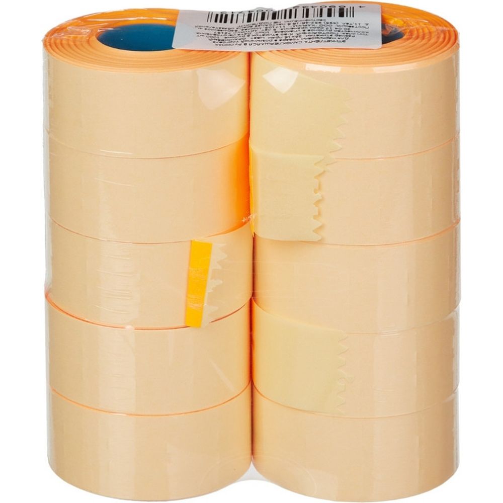 Этикет-лента 26х16, оранжевая прямоугольная, 1000шт/рул, 10рул/уп