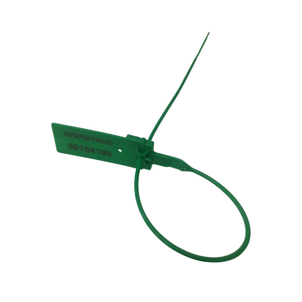 Пломба пластиковая номерная, 255мм, 50шт./уп, зеленая