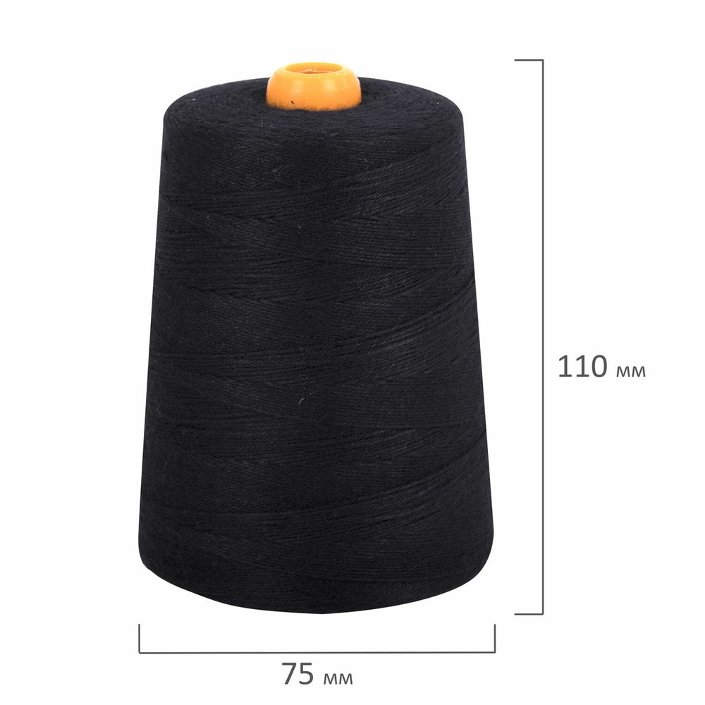 Нить лавсановая для прошивки, ЧЕРНАЯ, диаметр 1 мм, 1000 м, ЛШ 210, BRAUBERG ORIGINAL