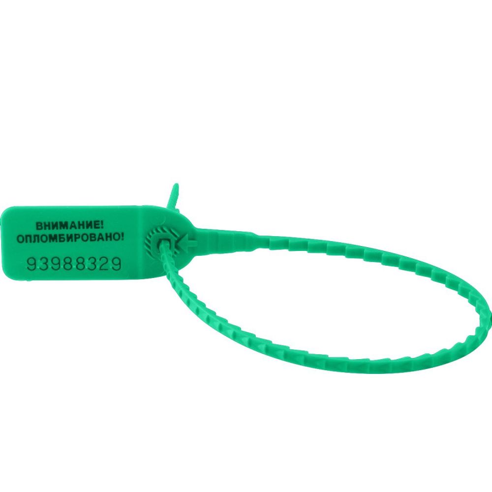 Пломба номерная пластиковая, 200 мм, зеленый, 1000 шт/уп