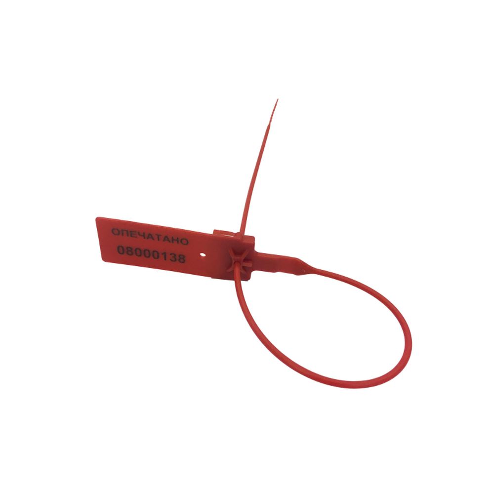 Пломба номерная пластиковая, 255 мм, красный, 50 шт/уп