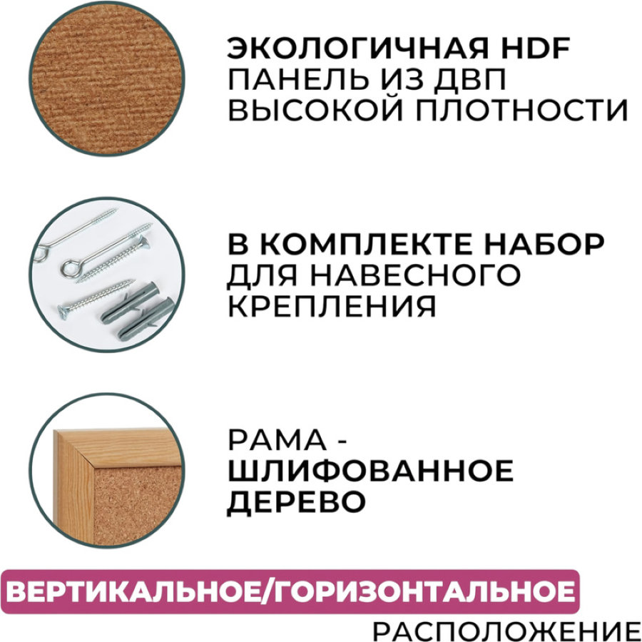 Доска Softboard Attache Economy 60x90 см деревянная рама