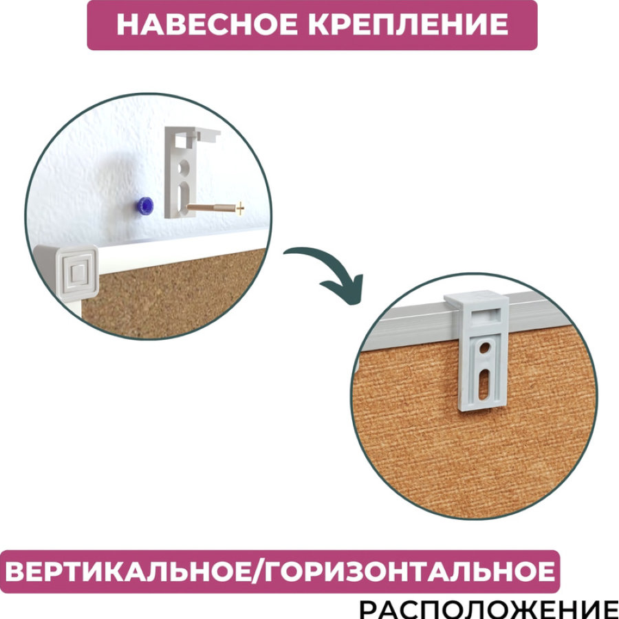 Доска пробковая45х60 см Attache Iron алюминиевая рамка