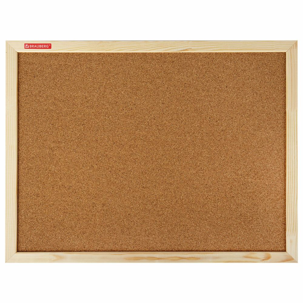 Доска пробковая для объявлений 45х60 см, деревянная рамка, BRAUBERG Wood