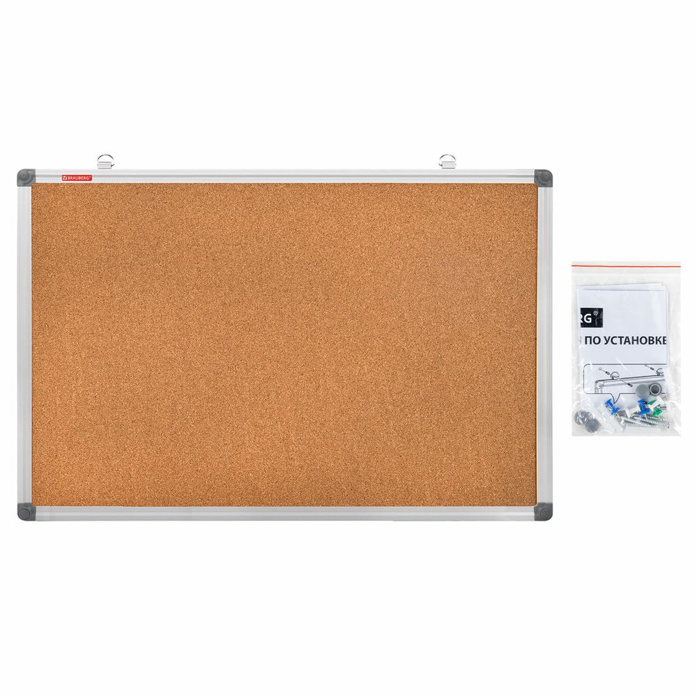 Доска пробковая для объявлений 60х90 см, алюминиевая рамка, BRAUBERG Extra