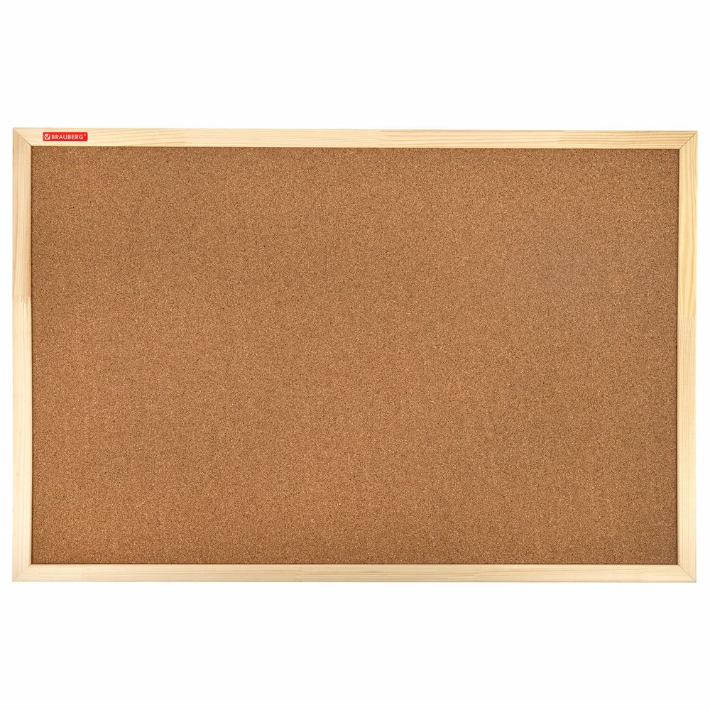 Доска пробковая для объявлений 60х90 см, деревянная рамка, BRAUBERG Wood