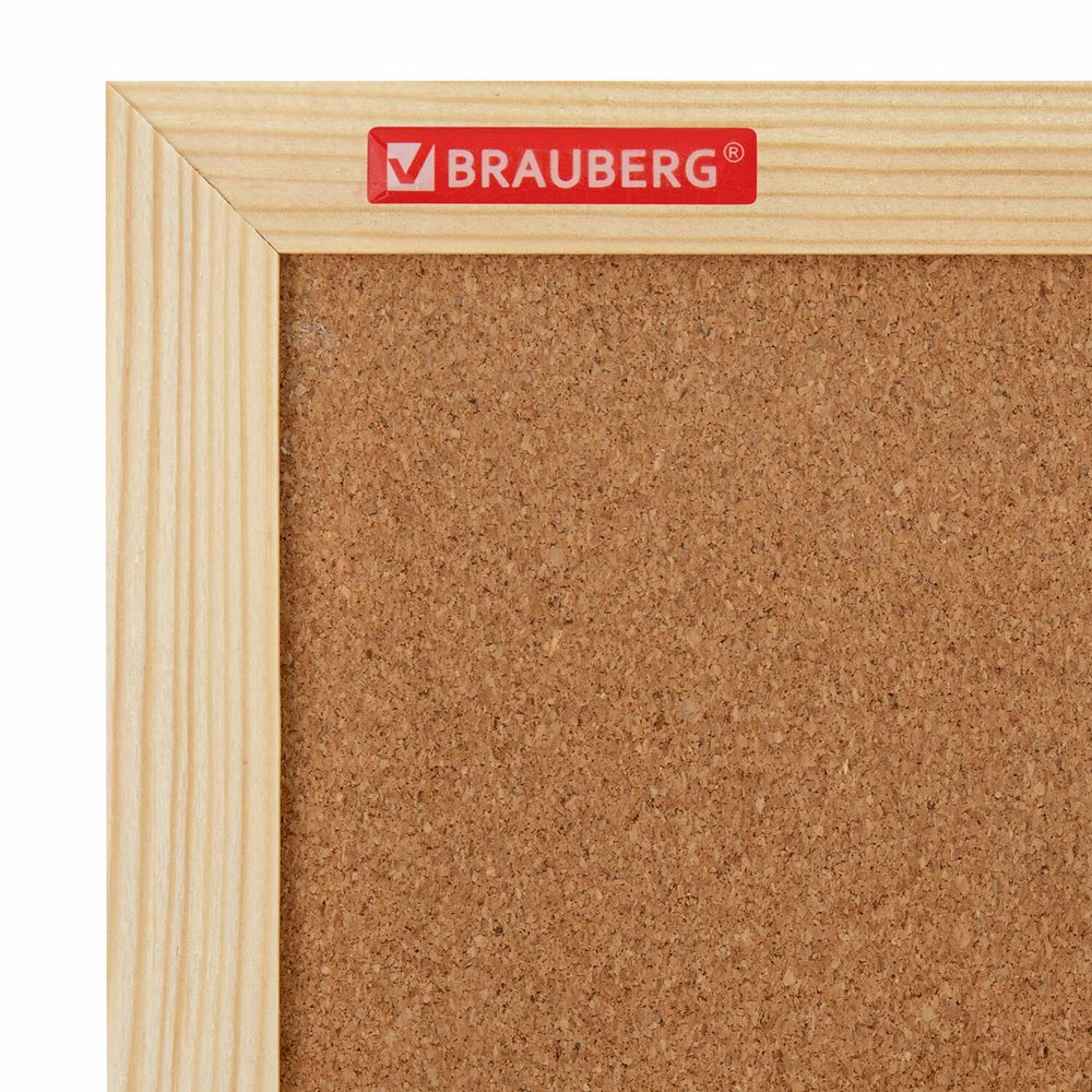 Доска пробковая для объявлений 60х90 см, деревянная рамка, BRAUBERG Wood