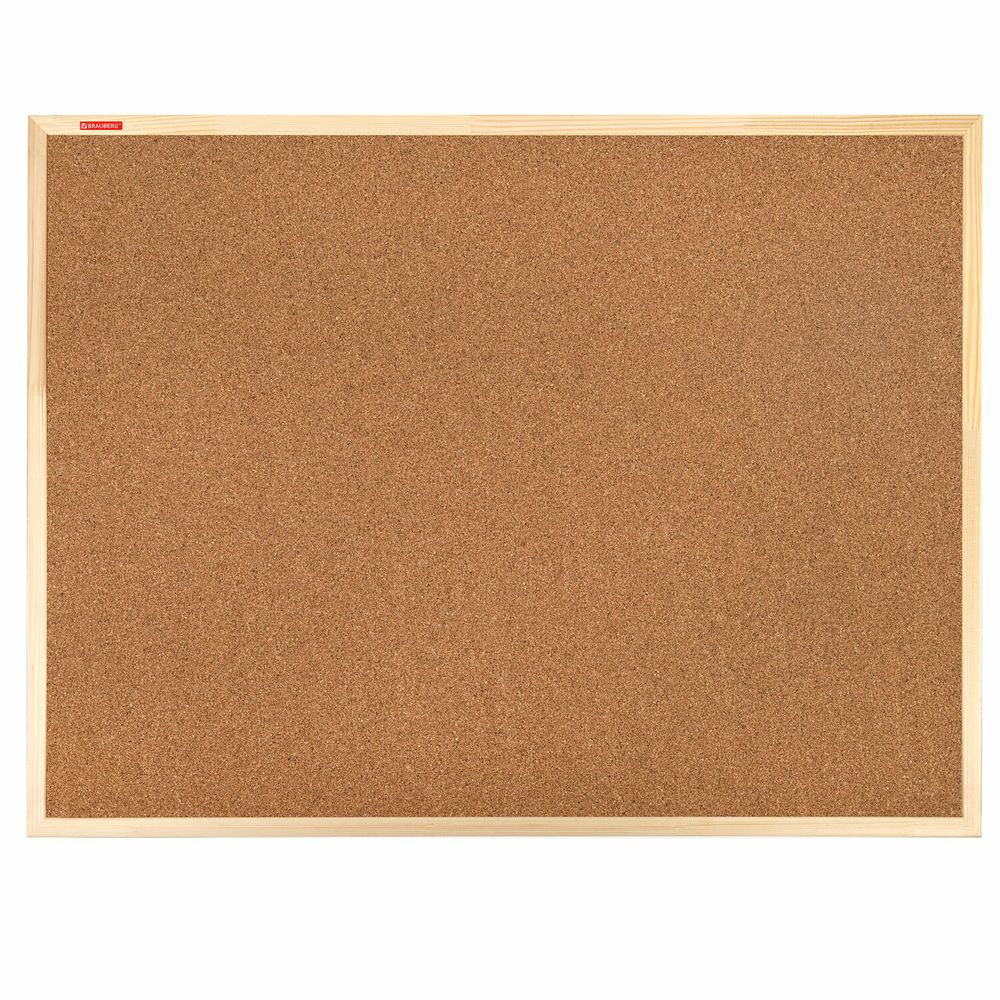 Доска пробковая для объявлений 90х120 см, деревянная рамка, BRAUBERG Wood