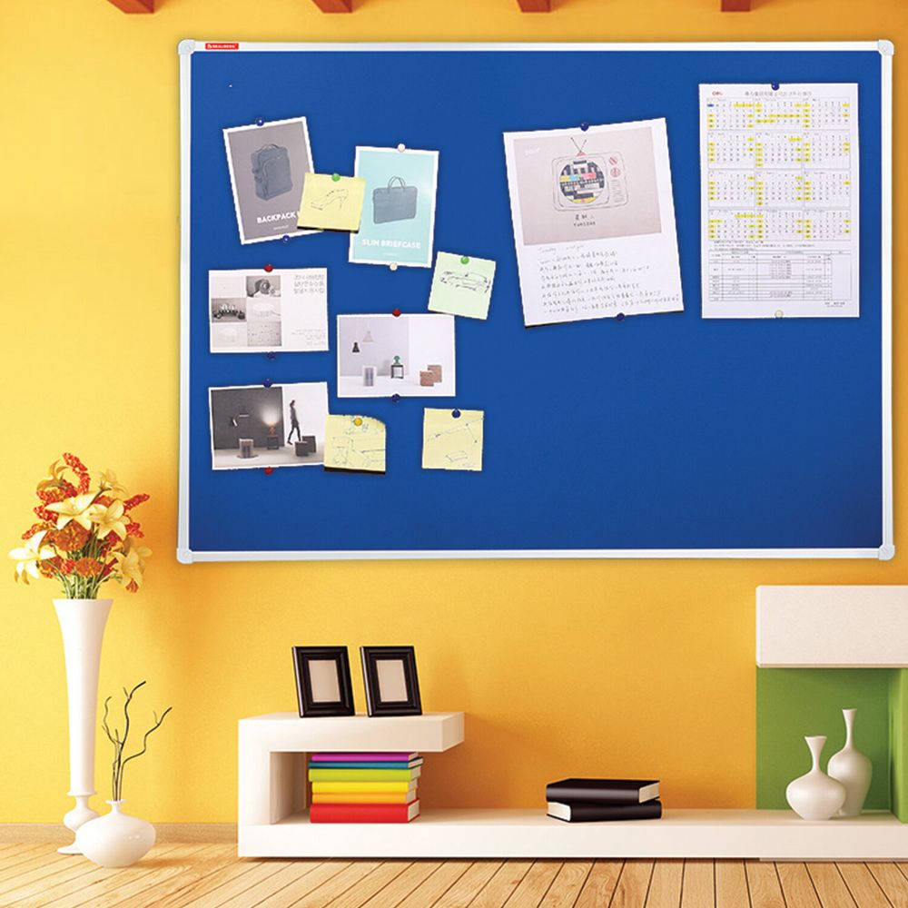 Доска c текстильным покрытием для объявлений 90х120 см синяя, ГАРАНТИЯ 10 ЛЕТ, РОССИЯ, BRAUBERG