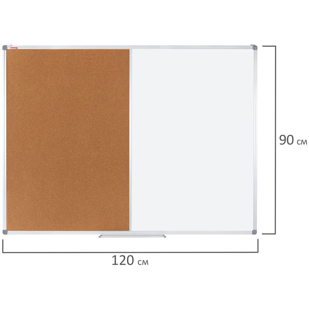 Доска комбинированная: магнитно-маркерная, пробковая для объявлений 90х120 см, BRAUBERG Extra