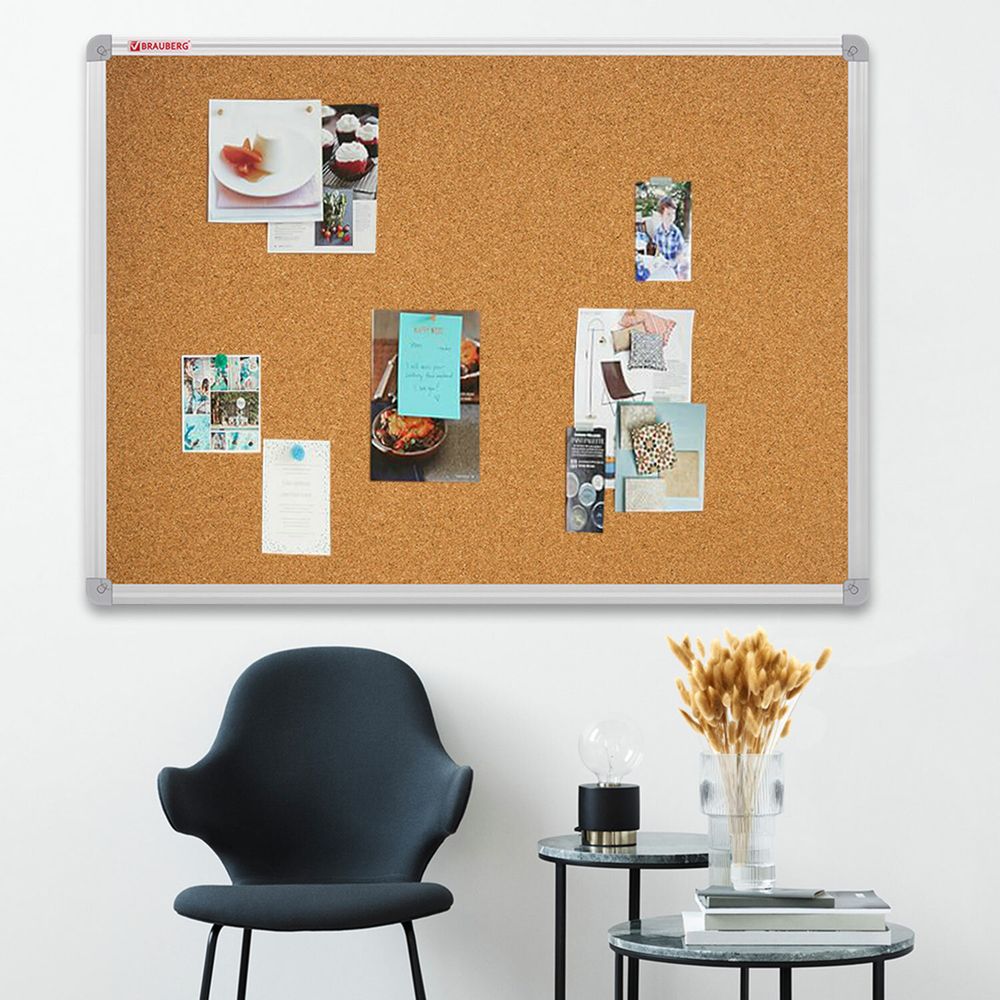 Доска пробковая для объявлений 100х150 см, алюминиевая рамка, ГАРАНТИЯ 10 ЛЕТ, РОССИЯ, BRAUBERG