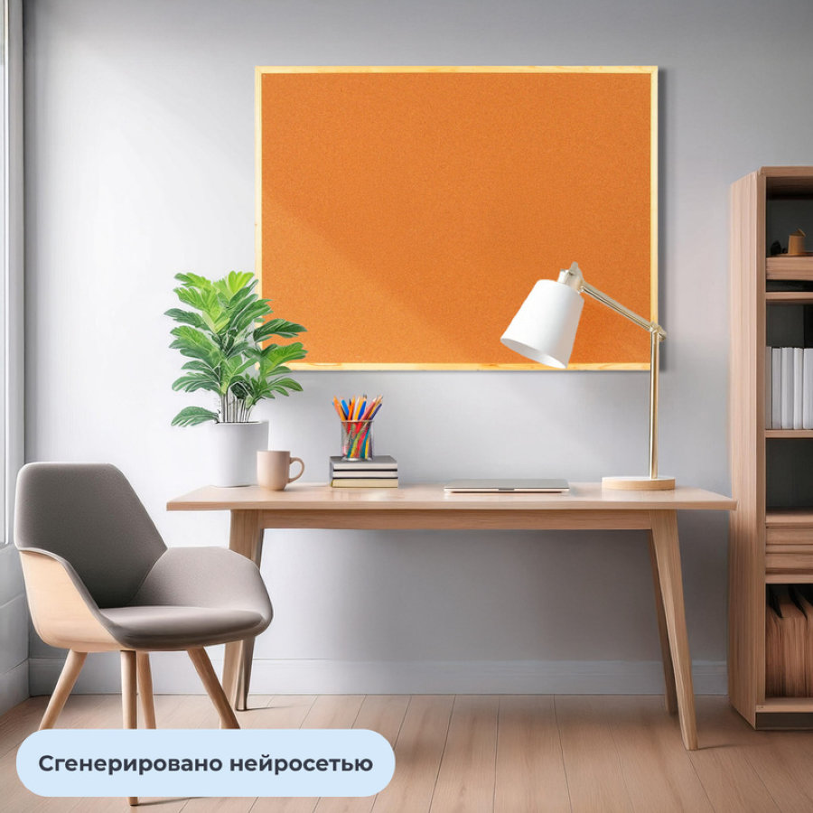 Доска пробковая 120х90 см Attache, рамка-дерево