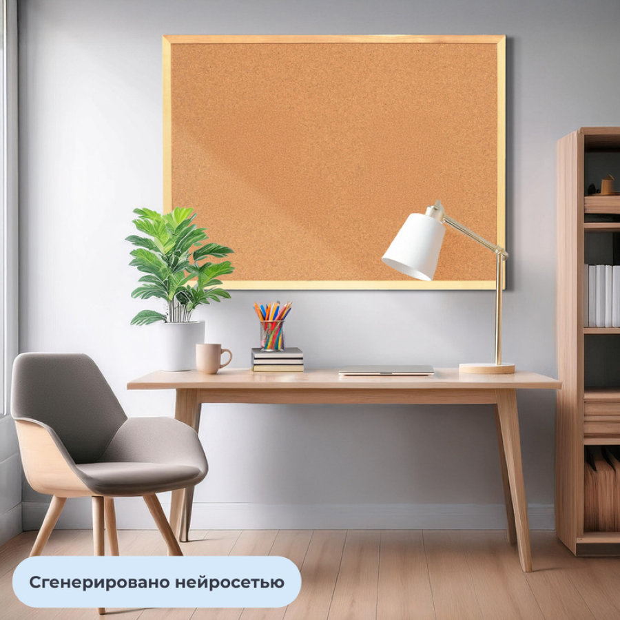Доска пробковая 150х100 см Attache, рамка-дерево