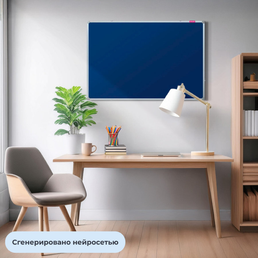 Доска фетровая 90х60 см Attache, синяя, алюминиевая рамка, ткань