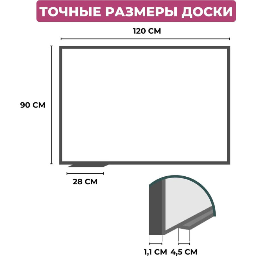 Доска магнитно-маркерная 90х120 см, Attache Economy Classic, лак (пластиковая рама) 