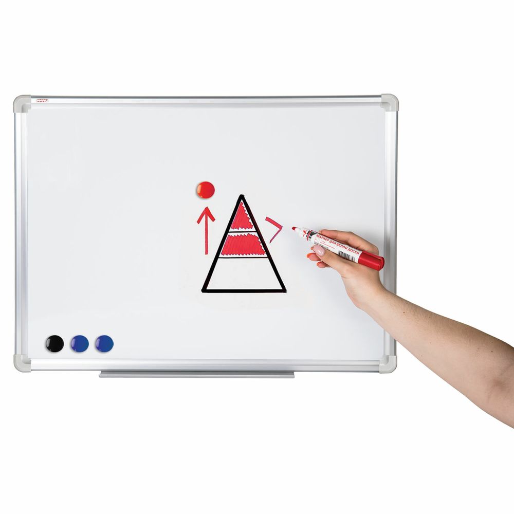 Доска магнитно-маркерная 45х60 см, алюминиевая рамка, ГАРАНТИЯ 10 ЛЕТ, STAFF