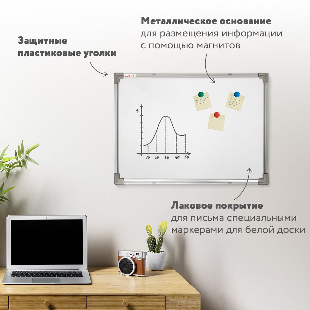Доска магнитно-маркерная 45х60 см, металлическая рамка, STAFF ECO