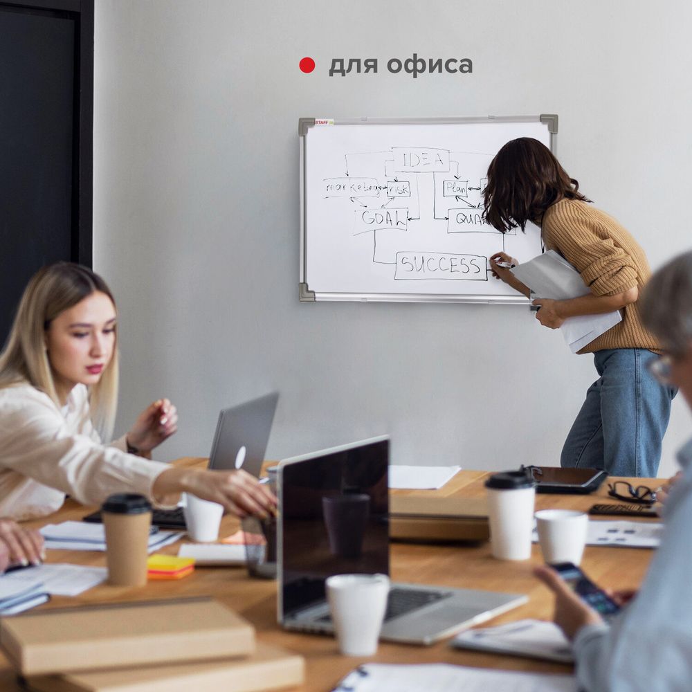 Доска магнитно-маркерная 45х60 см, металлическая рамка, STAFF ECO