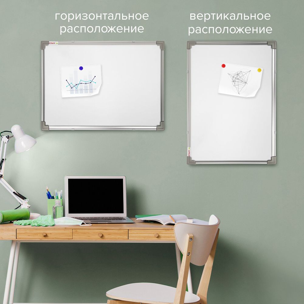 Доска магнитно-маркерная 45х60 см, металлическая рамка, STAFF ECO