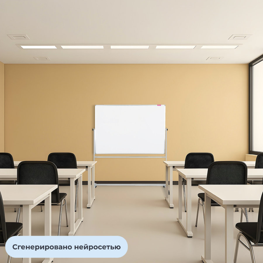 Доска магнитно-маркерная 100х120см Эконом, лак, вращающаяся, на роликах