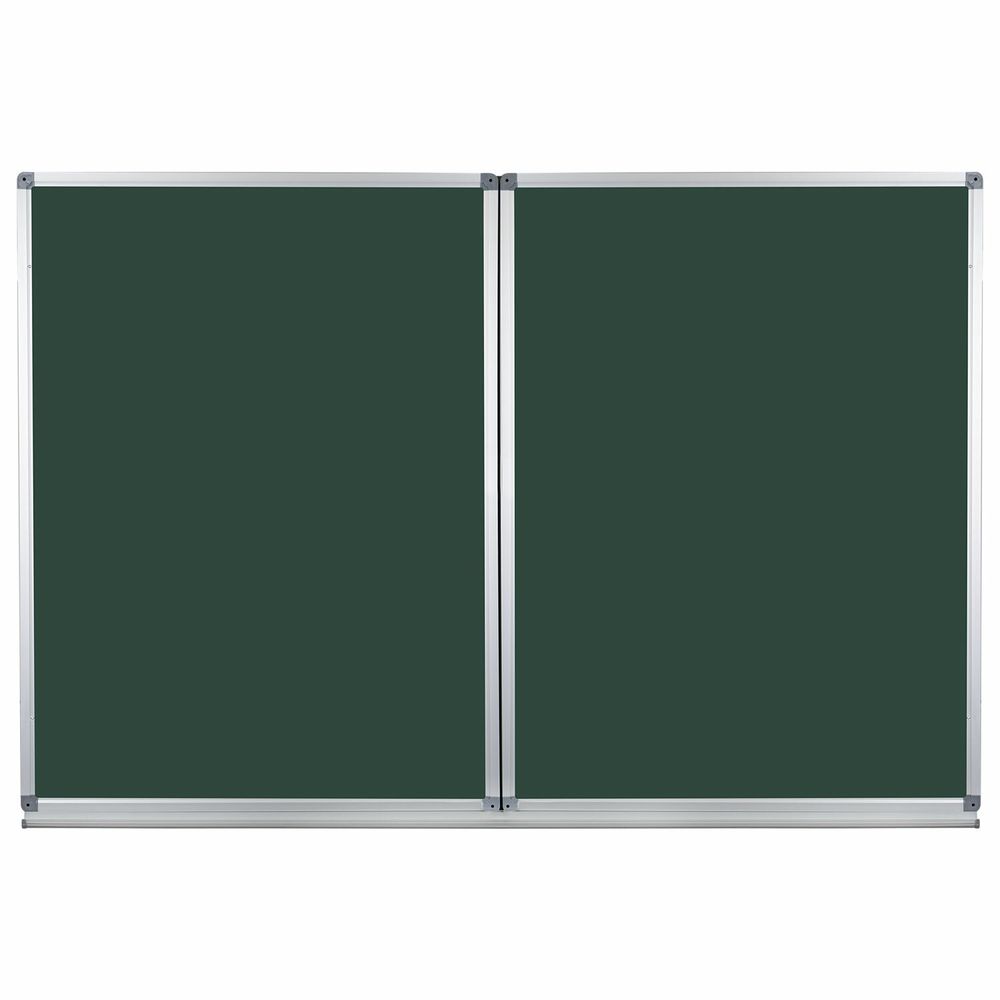 Доска для мела магнитная 3-х элементная 100х150/300 см, 5 рабочих поверхностей, зеленая, STAFF