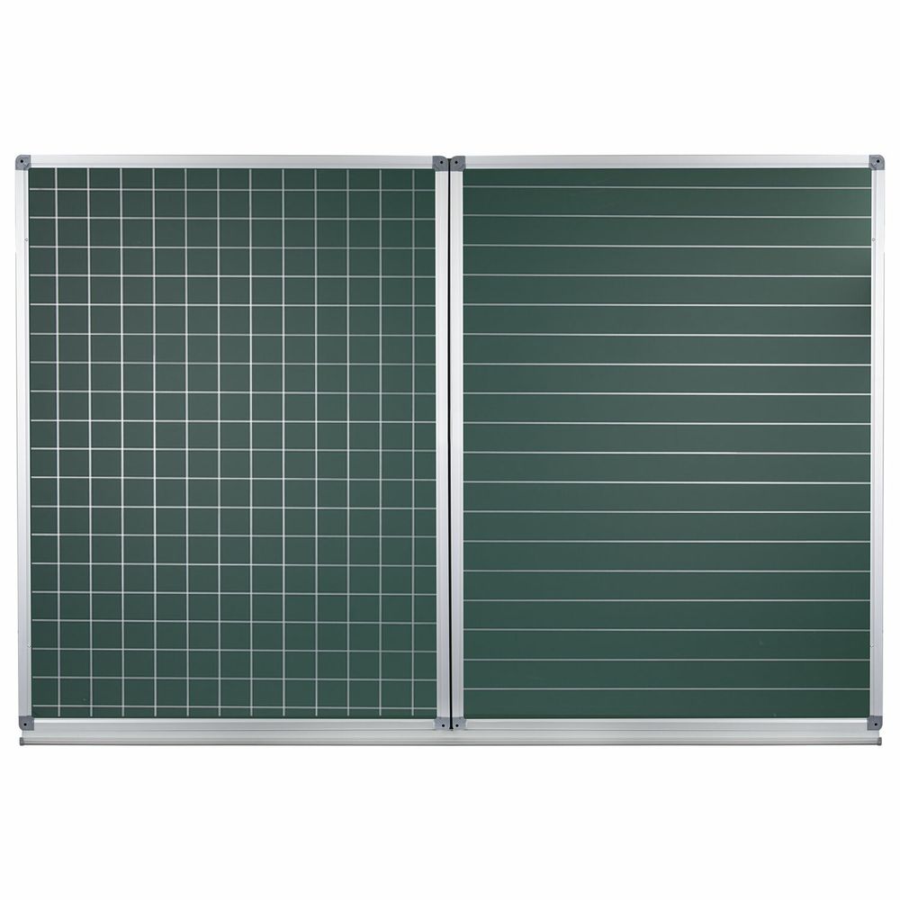 Доска для мела магнитная 3-х элементная 100х150/300 см, ДОПОЛНИТЕЛЬНАЯ ЛИНИЯ/КЛЕТКА, зеленая, STAFF