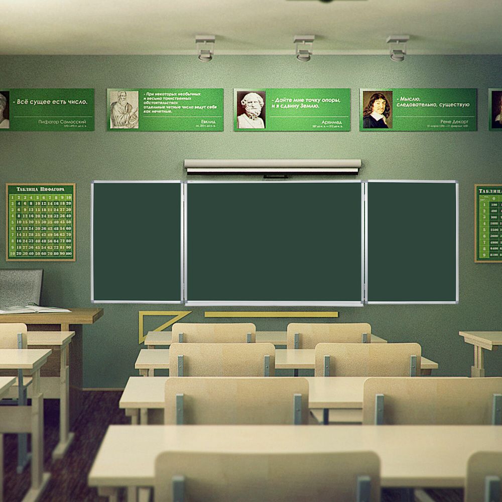 Доска для мела магнитная 3-х элементная 100х150/300 см, ДОПОЛНИТЕЛЬНАЯ ЛИНИЯ/КЛЕТКА, зеленая, STAFF