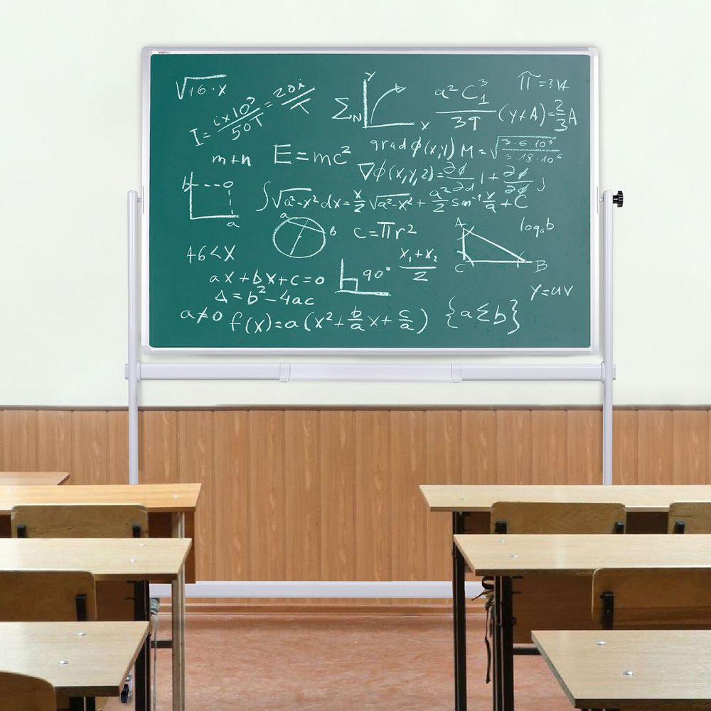 Доска для мела/магнитно-маркерная НА СТЕНДЕ 120х180 см, 2-сторонняя, зеленая/белая, STAFF