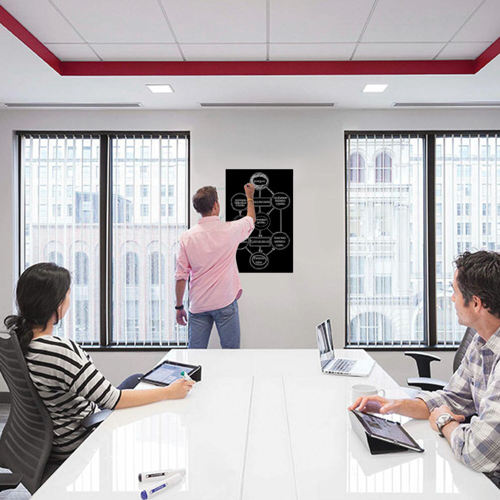 Доска-пленка меловая самоклеящаяся в рулоне, ЧЕРНАЯ, 45х100 см, 5 мелков и салфетка, BRAUBERG