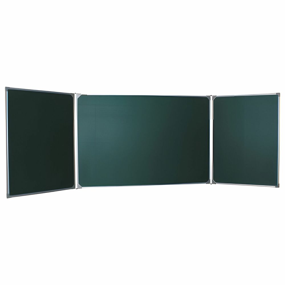 Доска для мела магнитная 3-х элементная, 100х170/340 см, 5 рабочих поверхностей, зеленая, BS, ТЭ-340М