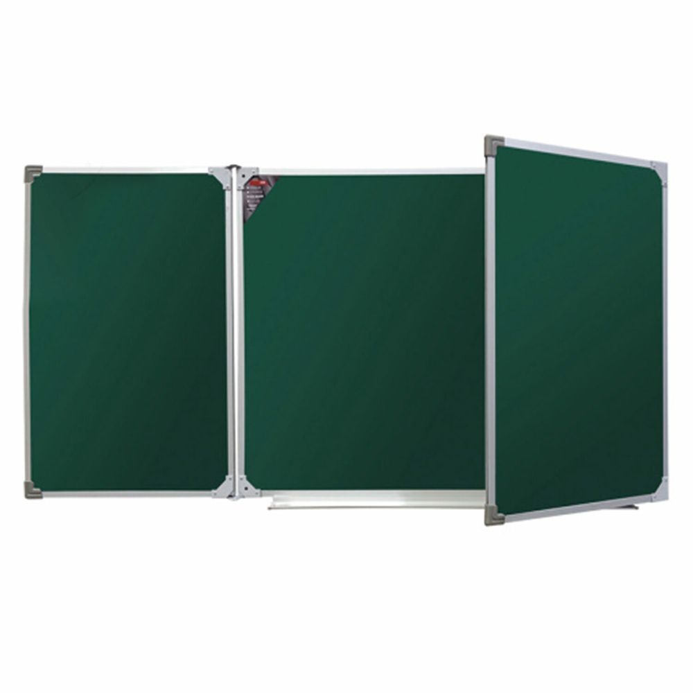 Доска для мела магнитная 3-х элементная, 100х170/340 см, 5 рабочих поверхностей, зеленая, BS, ТЭ-340М