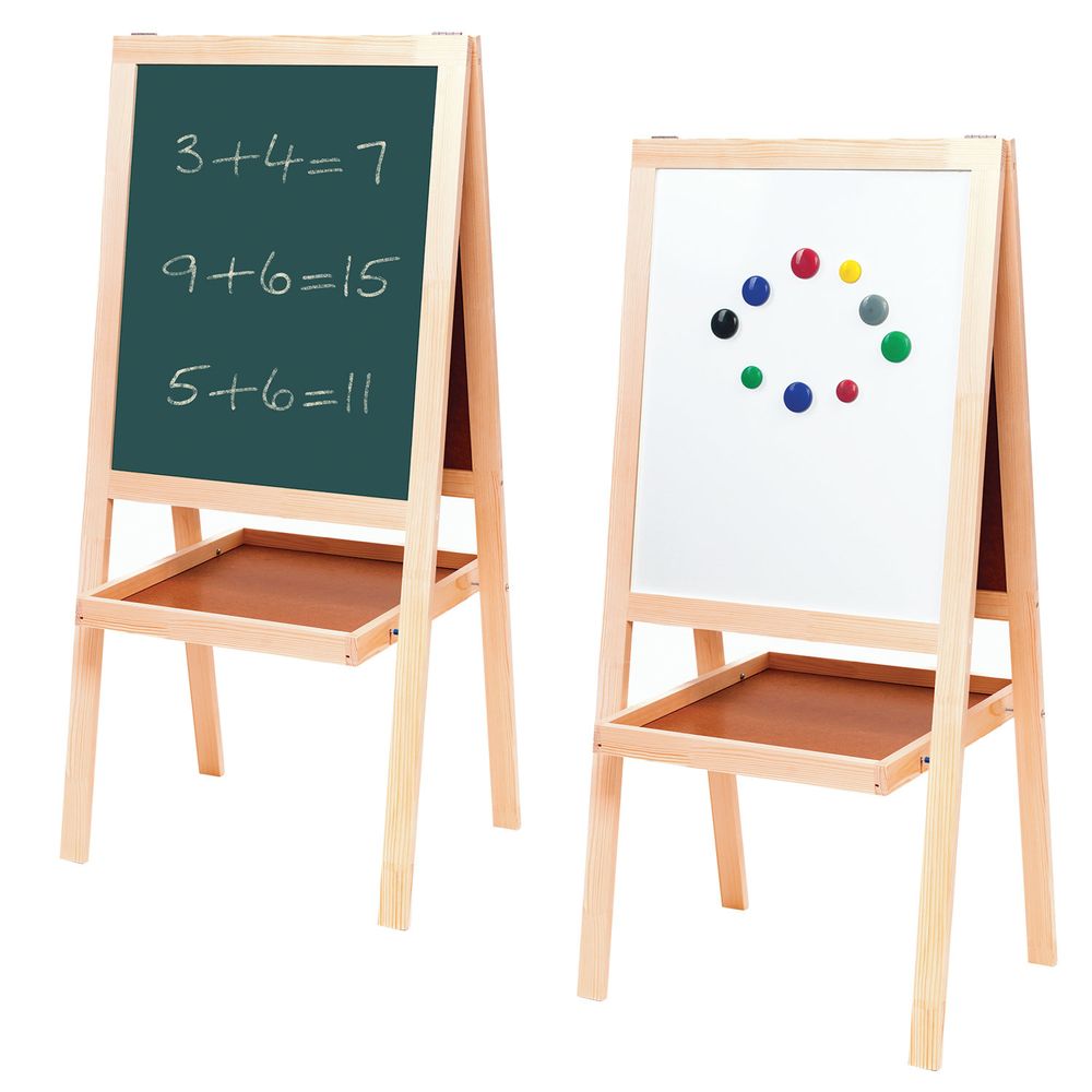 Доска-мольберт двусторонняя для мела и магнитно-маркерная 545х650 мм, зеленая/белая, РОССИЯ, BRAUBERG