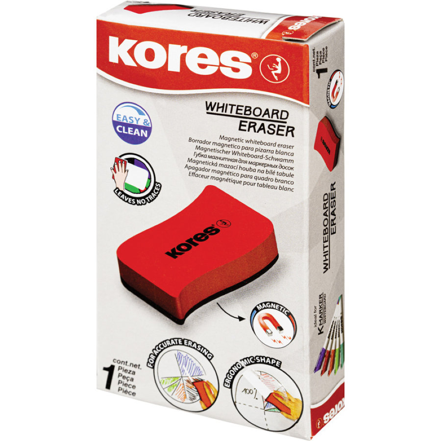 Губка-стиратель для маркерных досок, магнитная, Kores Magnetic Whiteboard Eraser 110x55x20 мм 