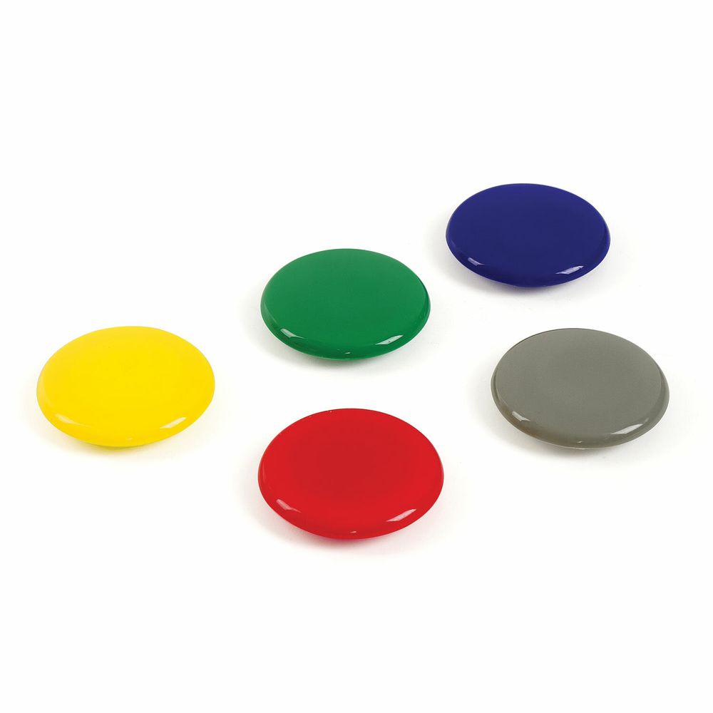 Магниты БОЛЬШОГО ДИАМЕТРА, 40 мм, КОМПЛЕКТ 5 штук, цвет АССОРТИ, в блистере, BRAUBERG