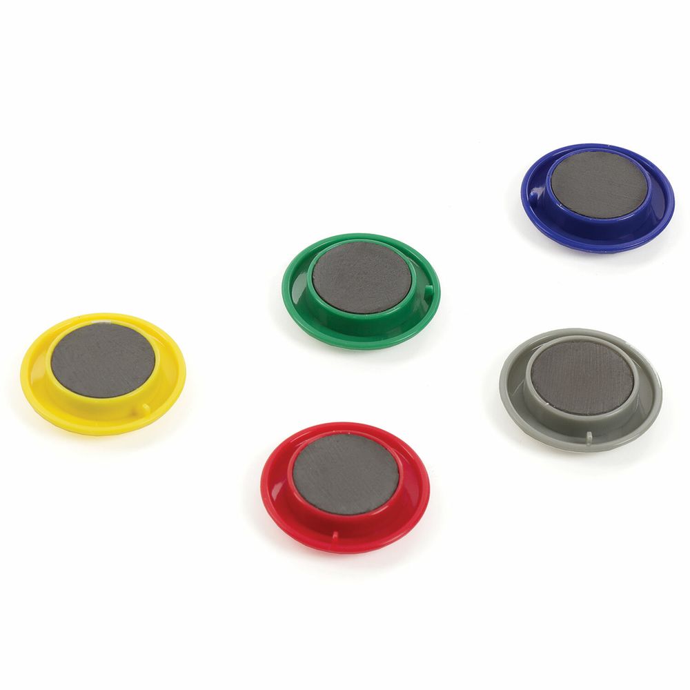 Магниты БОЛЬШОГО ДИАМЕТРА, 40 мм, КОМПЛЕКТ 5 штук, цвет АССОРТИ, в блистере, BRAUBERG