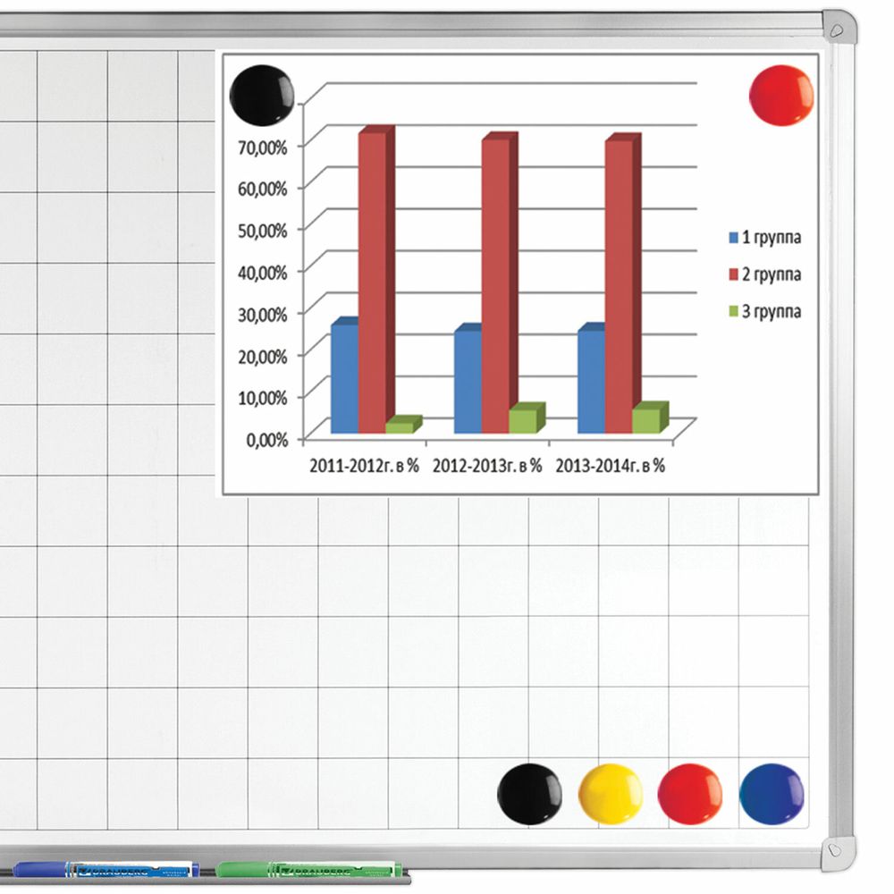 Магниты БОЛЬШОГО ДИАМЕТРА, 40 мм, КОМПЛЕКТ 6 штук, цвет АССОРТИ, в блистере, BRAUBERG