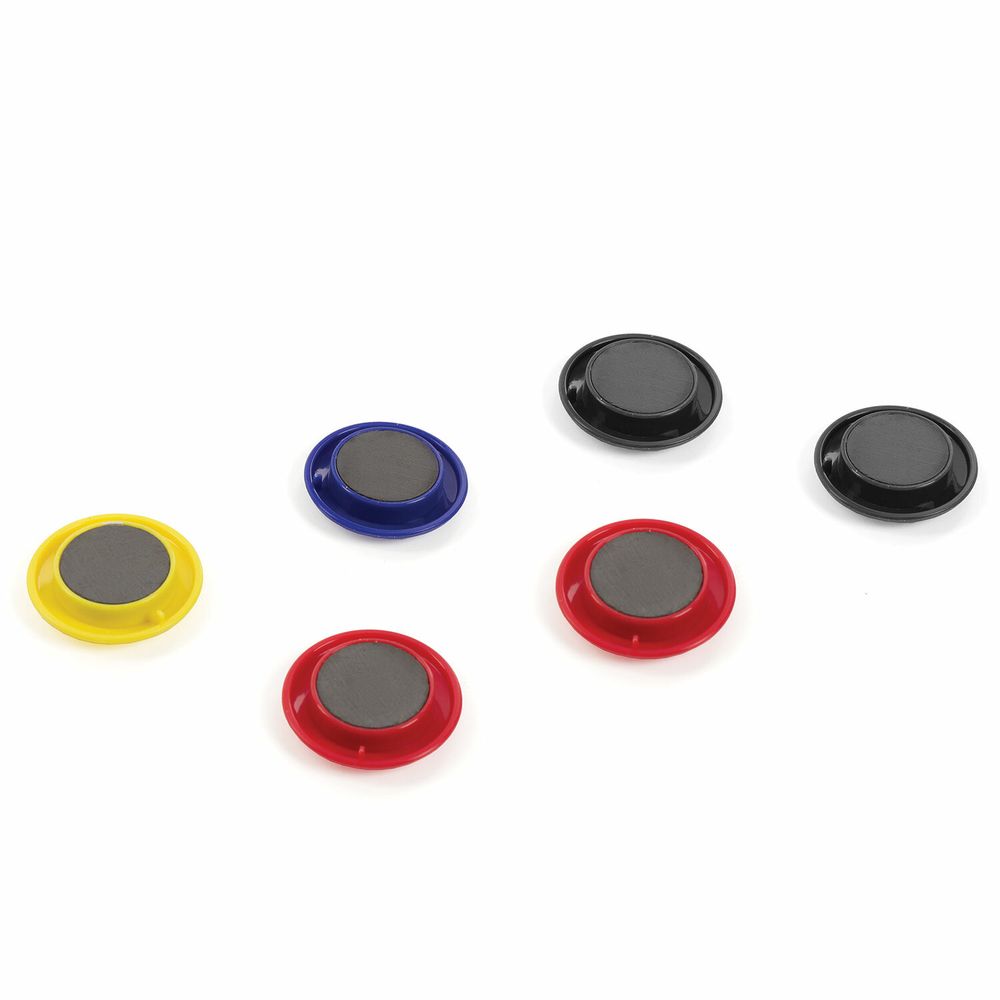 Магниты БОЛЬШОГО ДИАМЕТРА, 40 мм, КОМПЛЕКТ 6 штук, цвет АССОРТИ, в блистере, BRAUBERG