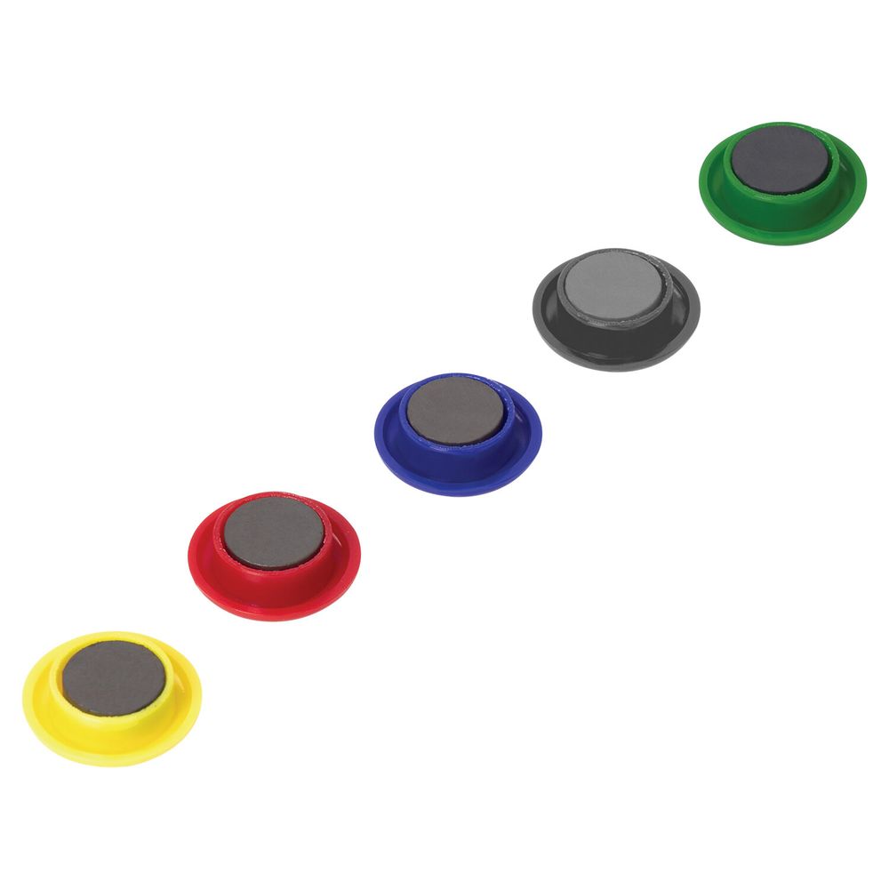 Магниты диаметром 30 мм, КОМПЛЕКТ 5 штук, цвет АССОРТИ, в блистере, BRAUBERG