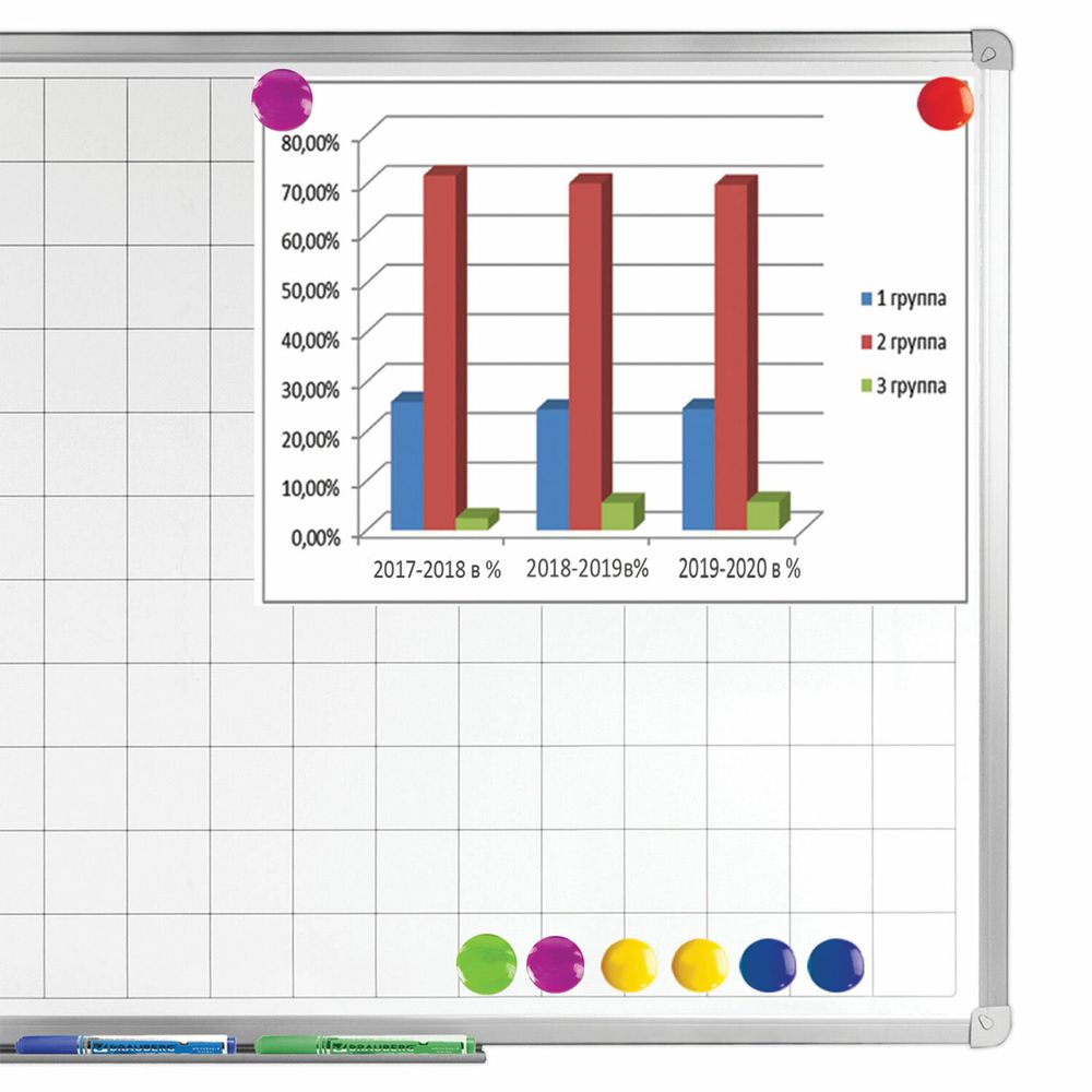 Магниты СРЕДНЕГО ДИАМЕТРА, 30 мм, НАБОР 5 штук, цвет АССОРТИ, в блистере, STAFF 