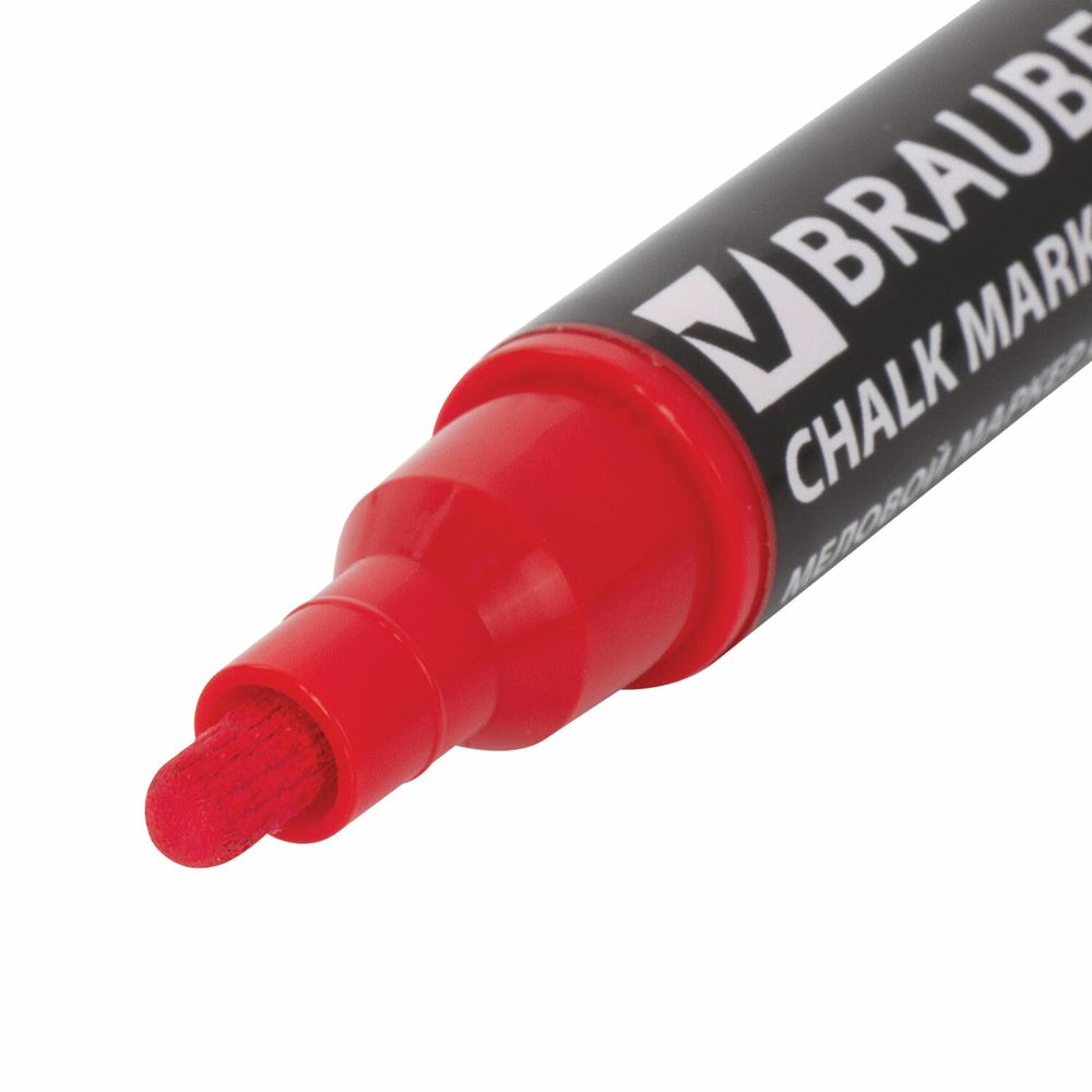 Маркер меловой "POP-ART" КРАСНЫЙ, 5 мм, стираемый, для гладких поверхностей, BRAUBERG