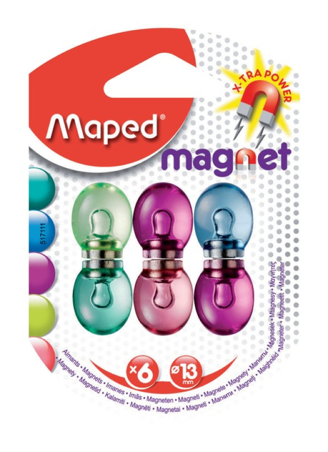 Магниты MAPED полупрозрачные, 13мм, 6шт 517111