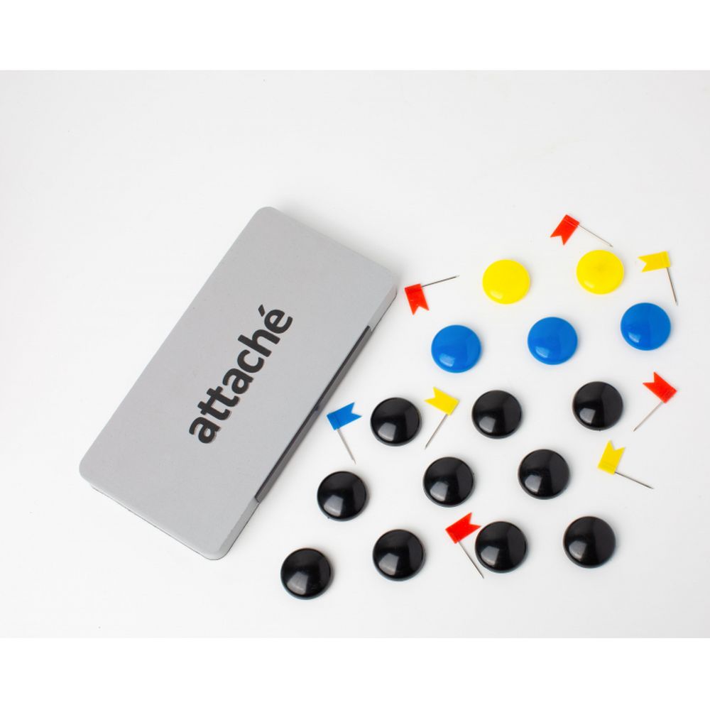 Магниты Attache для досок, диаметр 30мм,6 шт/уп, ассорти