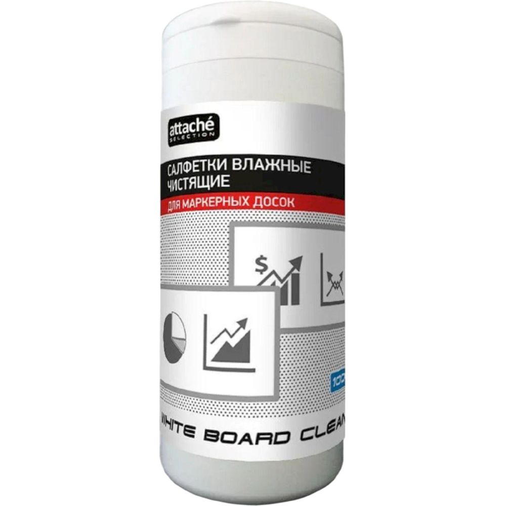 Салфетки для чистки белых маркерных досок MEGA Office White Board Clean, 100шт, вискоза