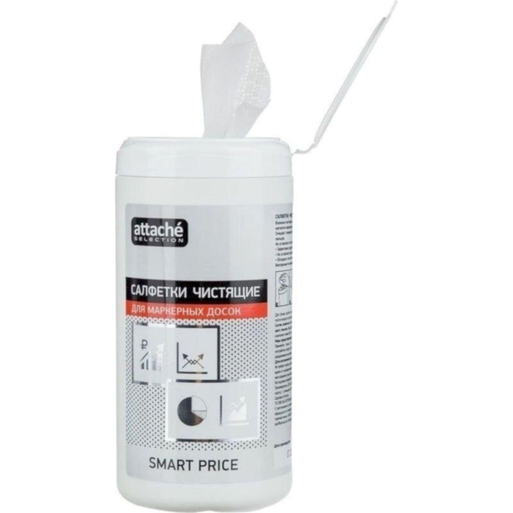 Салфетки для чистки белых маркерных досок MEGA Office White Board Clean, 100шт, вискоза