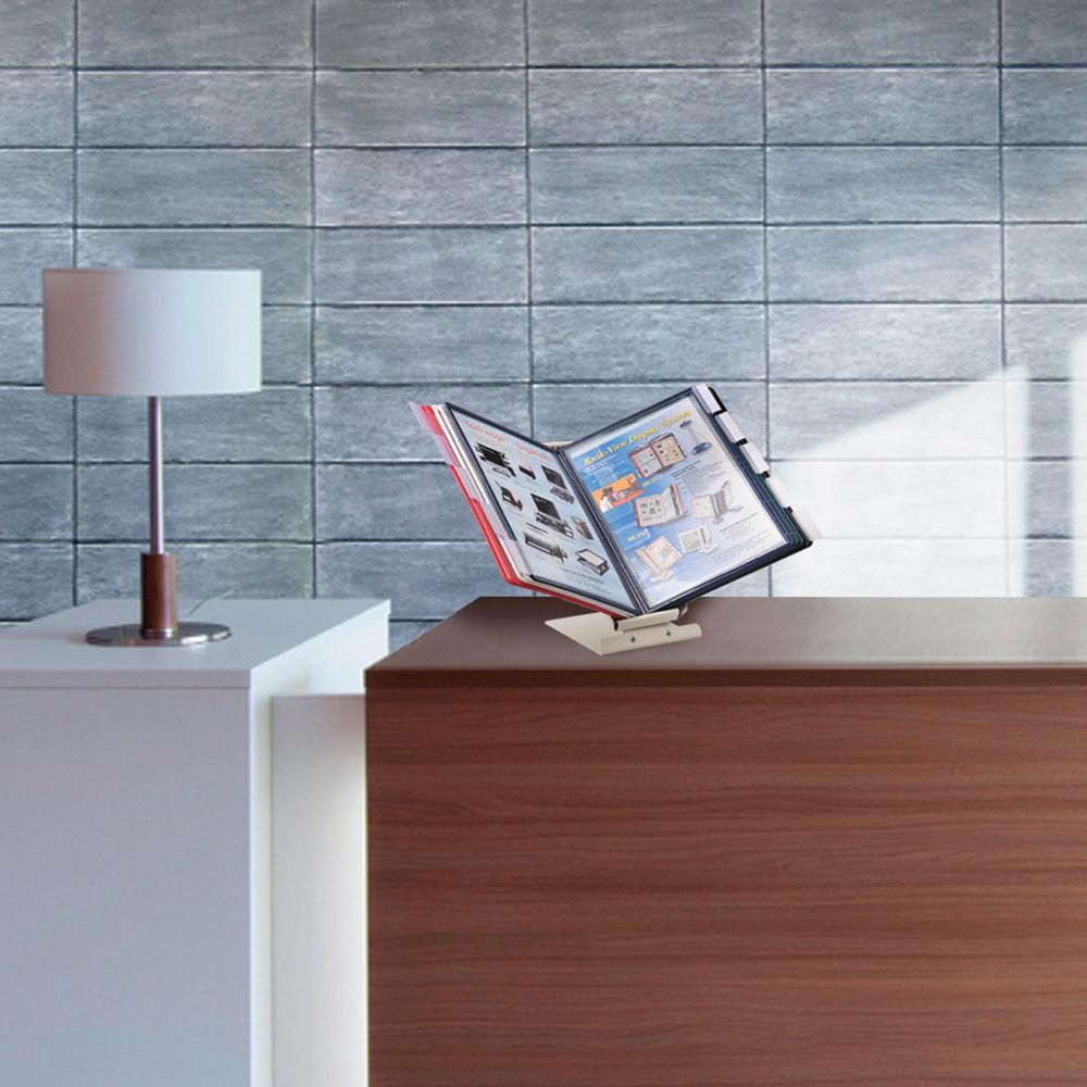 Демосистема настольная/настенная металлическая с 10 цветными панелями А4, серая, BRAUBERG 