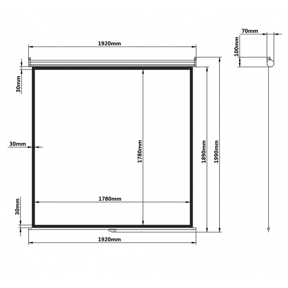 Экран проекционный настенный (180х180 см), матовый, 1:1, BRAUBERG 