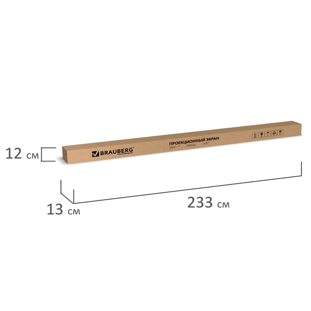Экран проекционный настенный (200х200 см), матовый, 1:1, BRAUBERG 