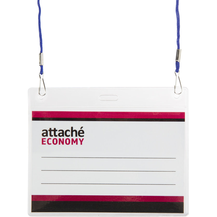 Бейдж Attache Economy 78x96,шнур.2заж 45см син, вкладыш 60x90 5шт/уп 