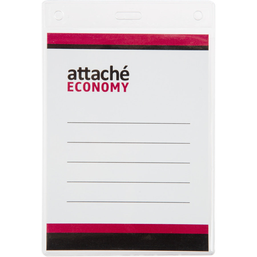 Бейдж Attache Economy вертикальный 138x96 мм с зажимом и синей тесьмой (5 штук в упаковке, размер вк 